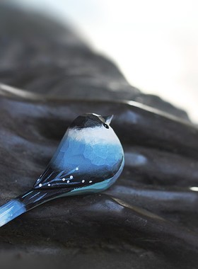 鹿妖商店 肥啾 木雕小鸟 礼物 喜鹊 欢喜青鸟 纯手工实.木桌面摆