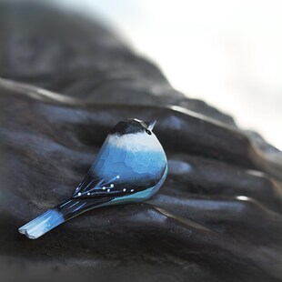 鹿妖商店 肥啾 木雕小鸟 礼物 喜鹊 欢喜青鸟 纯手工实.木桌面摆