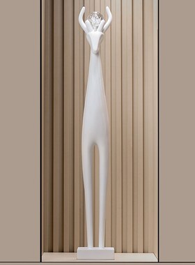 艺术鹿大摆件入户玄关旺宅家居装C饰客厅电视柜瘦细长竖高级工艺