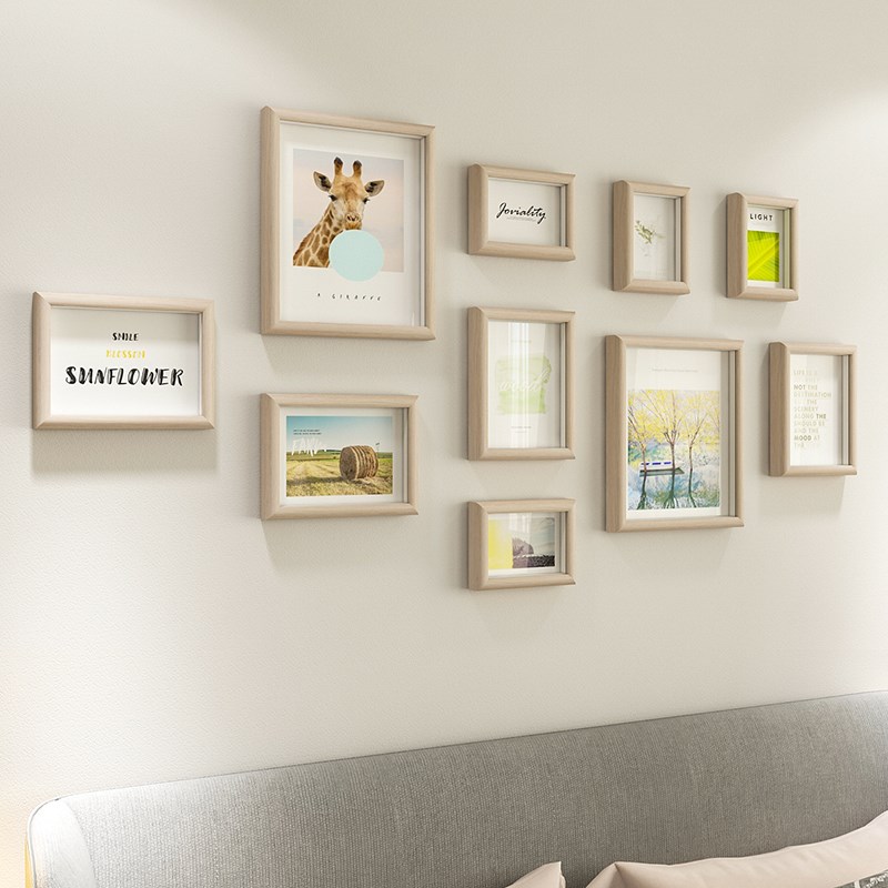 婚纱照相框挂墙免打孔高级感画框定D制打印相册框实木质照片墙装