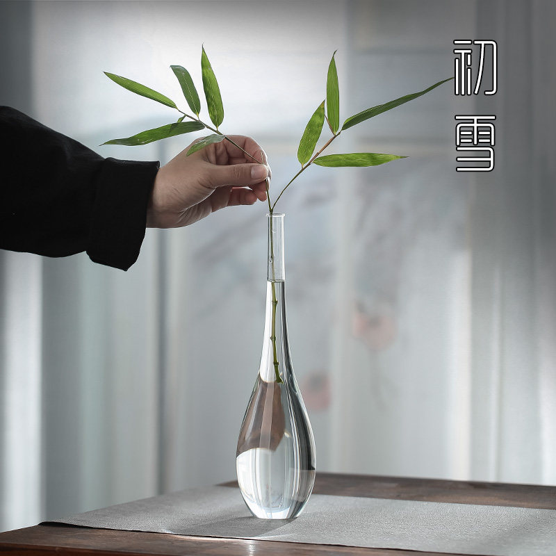 日式玻璃花瓶透明禅意水晶花器z水养摆件插花水培玉净瓶鹤首观音,家居饰品,花瓶,淘宝优惠券,粉丝福利购,淘宝优惠卷