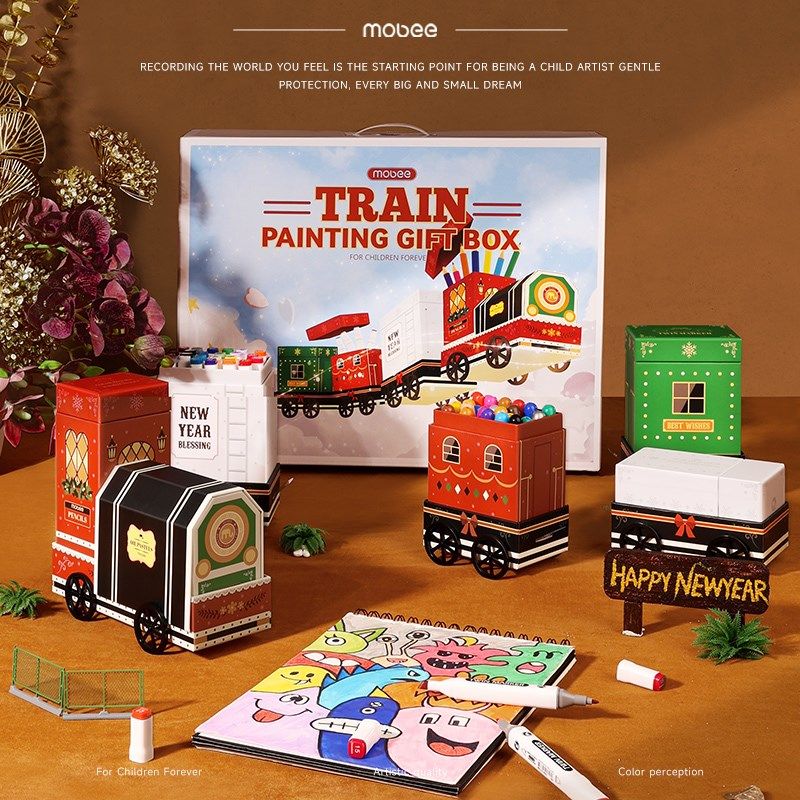 mobee小火车绘画礼盒水彩笔画笔礼盒蜡笔画画工具小学生美术套装,文具电教/文化用品/商务用品,美术套装/美育礼盒,淘宝优惠券,粉丝福利购,淘宝优惠卷