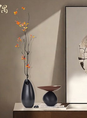 时来运转侘寂风花瓶摆件s民宿客厅玄关壁龛柜插花电视柜细长瘦高