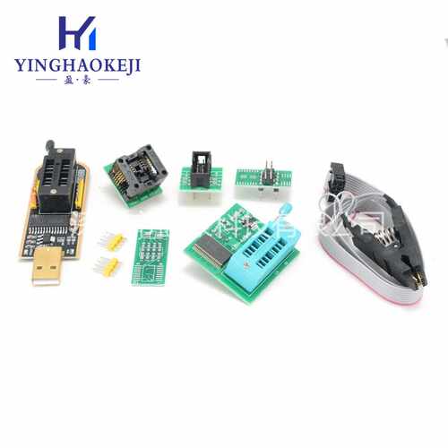 CH341B编程器烧录座全套 24 25系列USB编程模块+SOIC8 SOP8测试夹