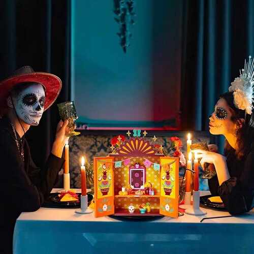 Day of the Dead Wood Ofrenda摆件工艺品木质盒子装饰灶台贡品
