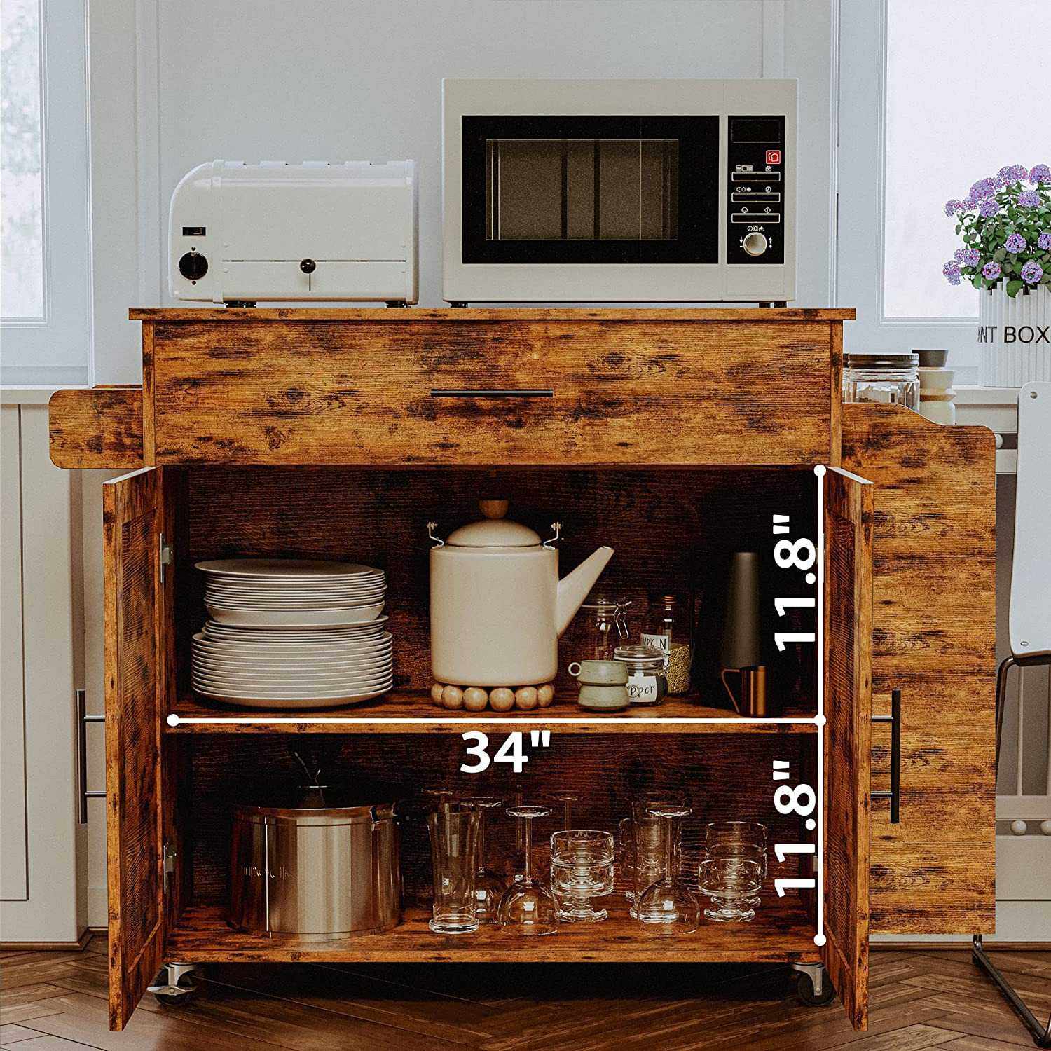 定制款中岛台大容量存储柜带抽屉双开门工业风厨房小推车带万向轮,电子元器件市场,其它元器件,淘宝优惠券,粉丝福利购,淘宝优惠卷