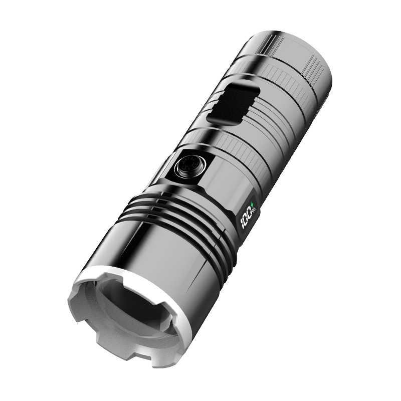 强光铝合金聚光手电筒远射户外家用充电大功率可充电池便携灯变焦