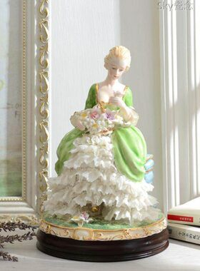 欧式奢华贵妇陶瓷人物手工摆件家居电视柜桌面玄关办公室长辈送礼