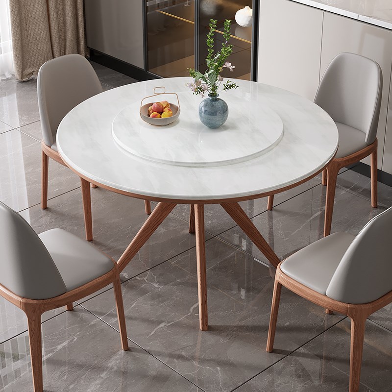 2025新款大理石餐桌圆桌超晶石意式G极简高档奢石轻奢微晶石餐桌
