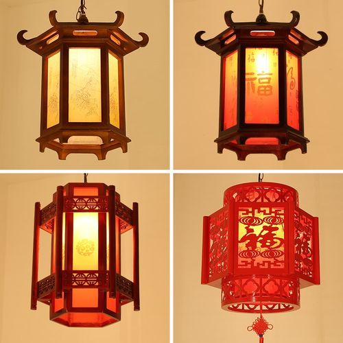 仿古中式六角e实木宫灯中国风长廊阳台灯笼寺庙祠堂走廊户外小吊