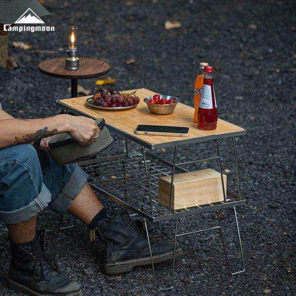 柯曼T-230A系列野炊场地置物架子 加厚不锈钢户外露营便携折叠桌