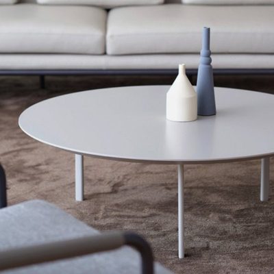 网红奶油风白色岩板茶几极简小户型客厅家用轻奢大理石圆形小桌子