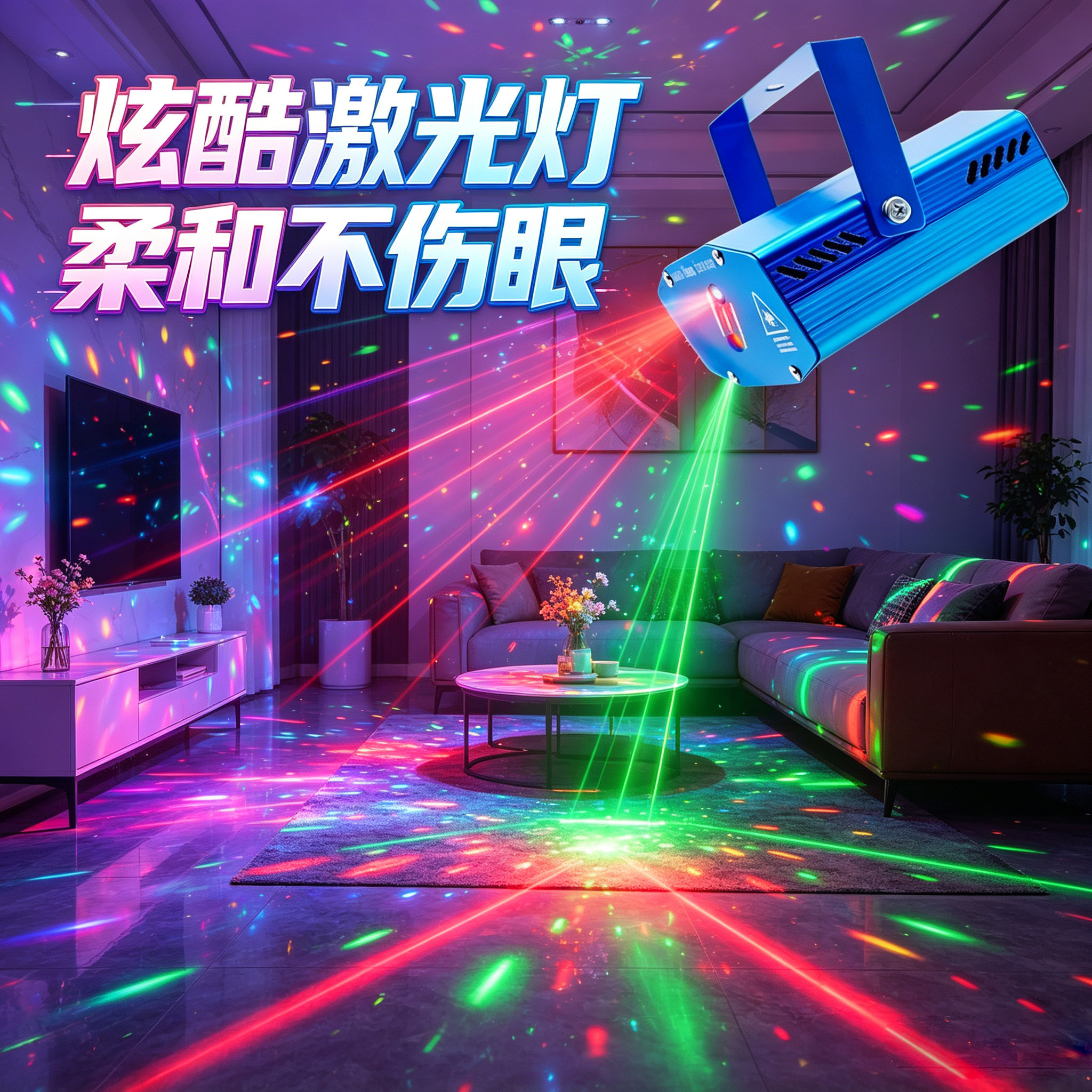 家用ktv氛围灯旋转镭射灯彩灯声控激光灯dj音乐感应节奏舞台灯光