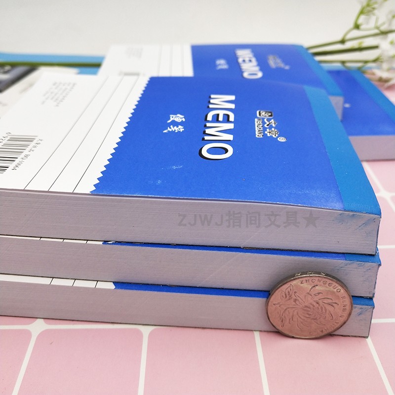 文章空白纸便笺本子可撕加厚100张内页80克便签64K蓝皮便条留言本