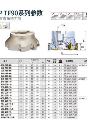 韩国特固克数控铣刀盘3P TE90-540-W32-10直角面方肩斜坡槽螺旋