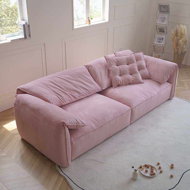简约大象耳朵沙发粉色磨砂布公寓客厅直排沙发意式极简设计师款,3C数码配件,摄像机配件,淘宝优惠券,粉丝福利购,淘宝优惠卷