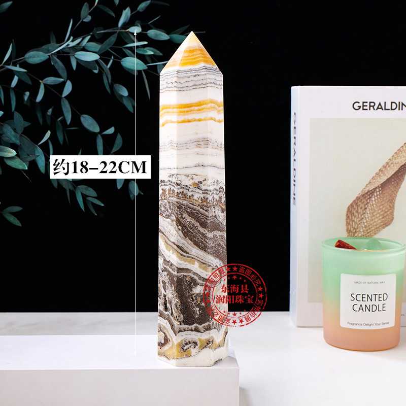 天然方解石单尖柱 晶洞草花柱客厅办公能量石六棱柱装饰摆件