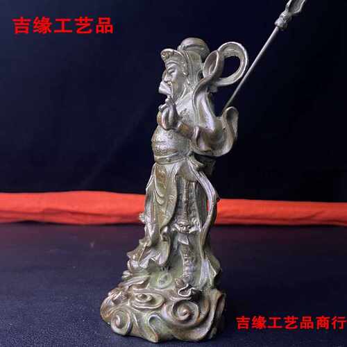 仿古收藏关公摆件复古办家居公室桌面装饰合金关二爷大刀关公摆件