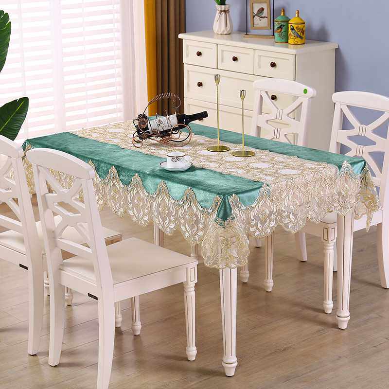金丝绒刺绣长方形桌布餐桌布台布感轻奢客厅茶几布新款欧式防尘罩