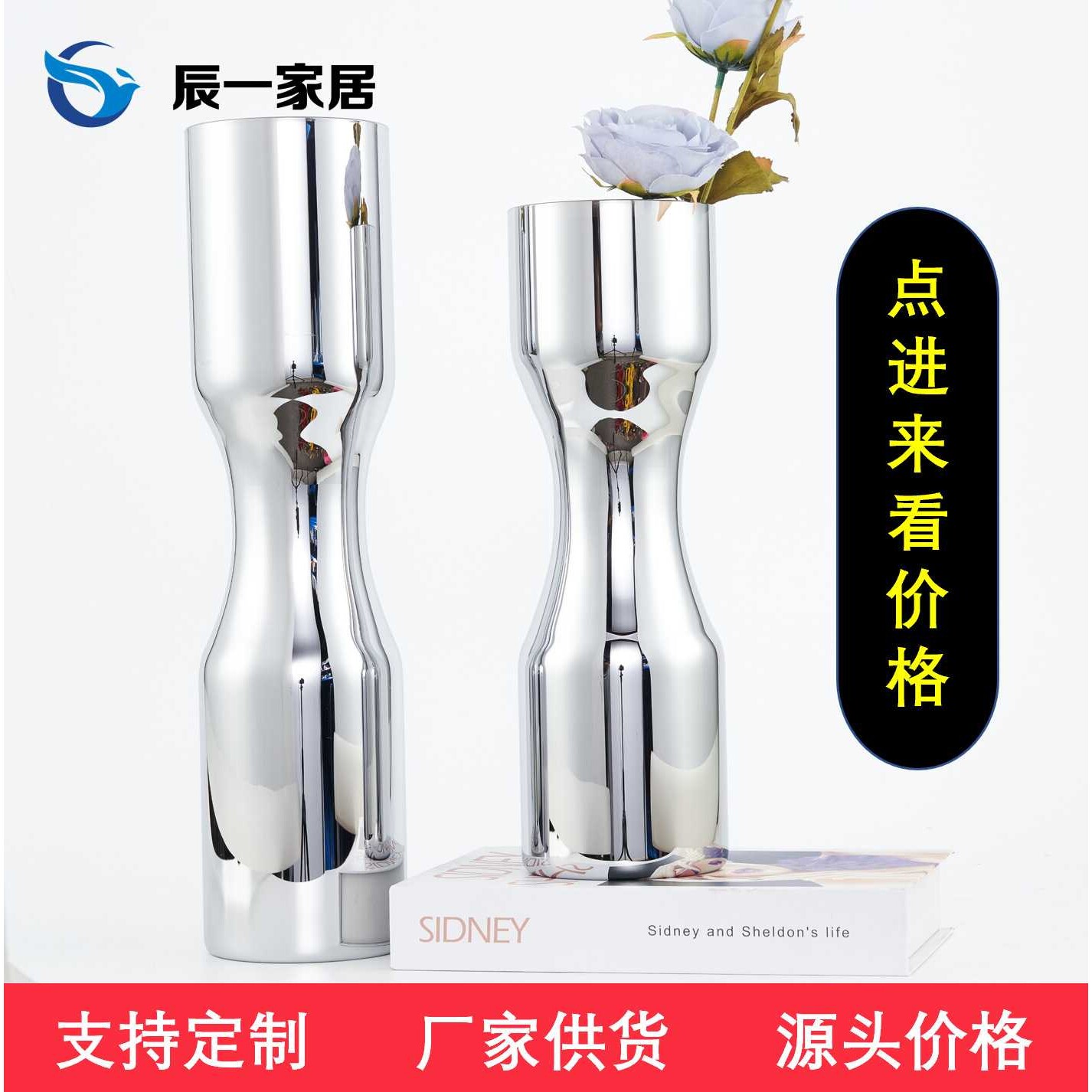 家居饰品 玻璃花瓶摆件创意客厅插花餐桌样板房现代装饰插花器