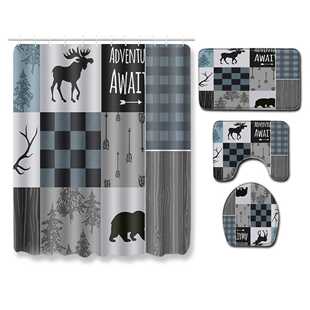 彩色动物大象狮子马浴室防滑地垫浴帘地毯跨境亚马逊货源个性酷