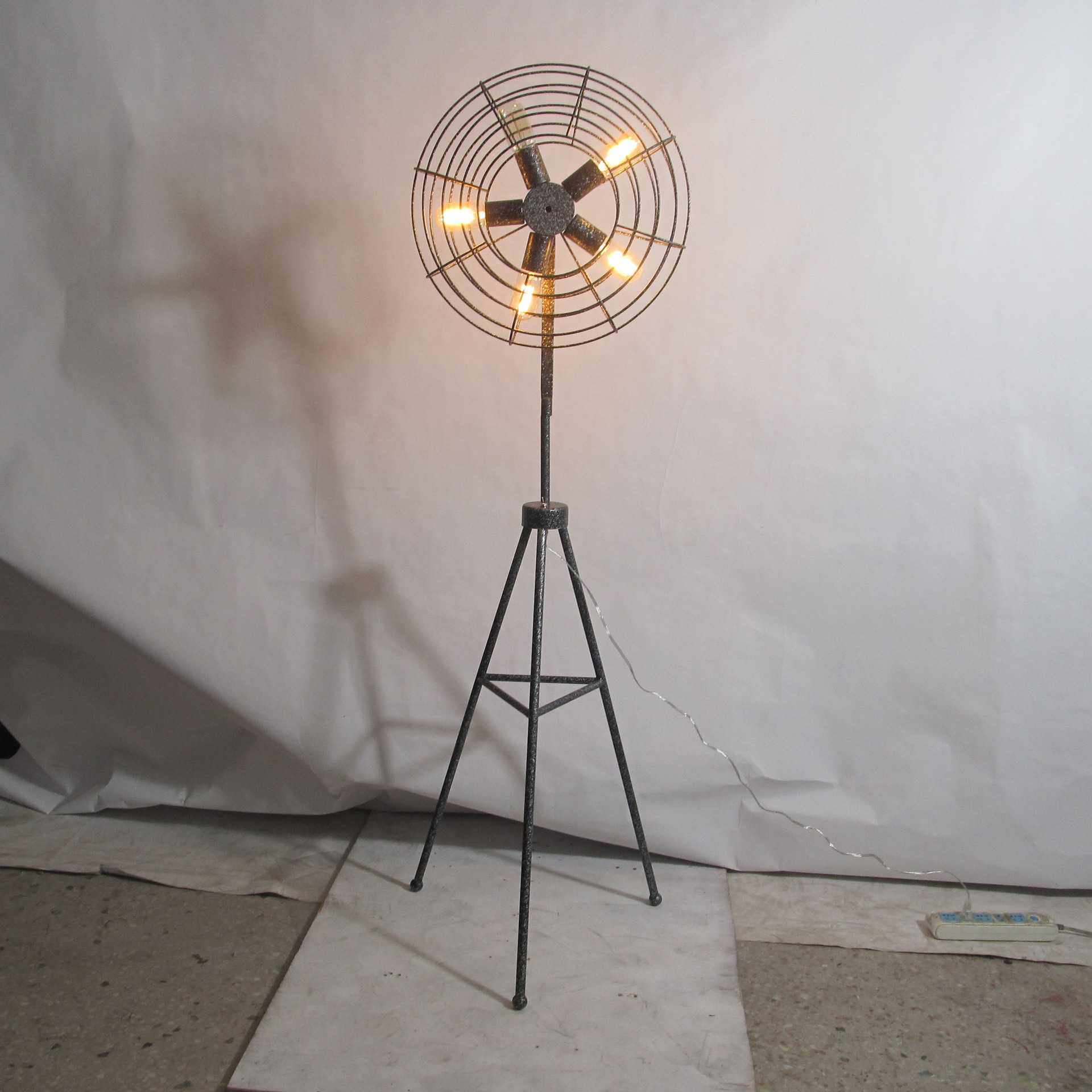 美式复古loft工业风个性创意风扇落地灯卧室客厅餐厅过道装饰灯具