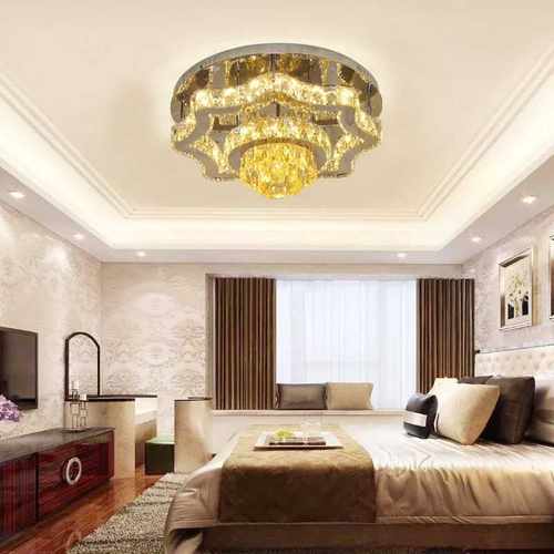 LED不锈钢线割水晶吸顶灯 简约水晶灯K9 Crystal ceiling light