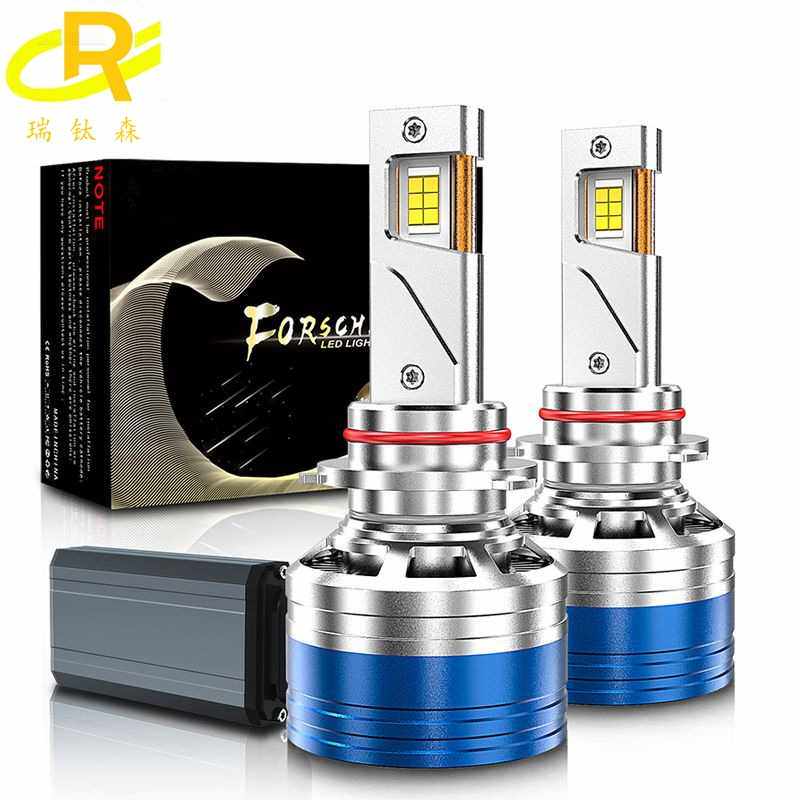 跨境新款汽车双铜管led大灯H7大功率120W前照灯高亮聚光解码