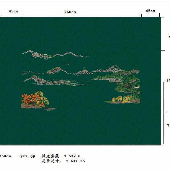 风光秀美独绣背景墙布无缝刺绣沙发客厅电视背景壁布楼阁高层玄关