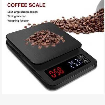 电子称手冲咖啡秤3kg0.1gUSB充电带计时不锈钢厨房秤智能计时