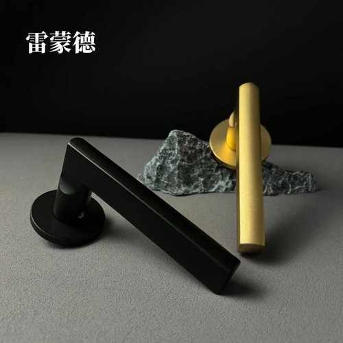 氧化铝分体锁室内静音门锁太空铝木门锁铜三叉静音锁体卧室门锁