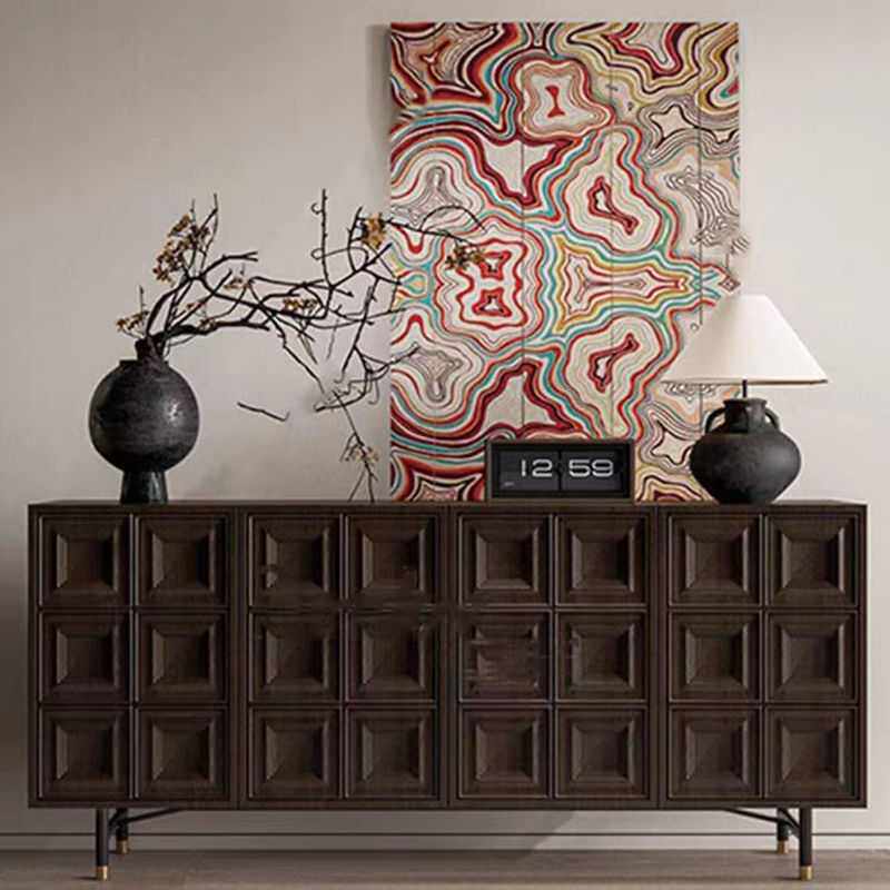 美式实木复古玄关柜侘疾风中古风餐边柜法式门厅墙边装饰储物柜子