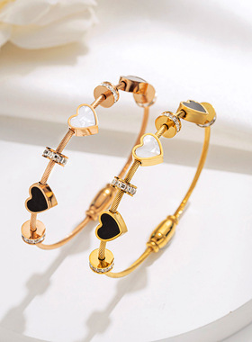 气质爱心小蛮腰手镯轻奢钛钢