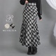 梦展望 亮片斜纹软呢格纹鱼尾裙复古知性千鸟格半身A字裙 535903