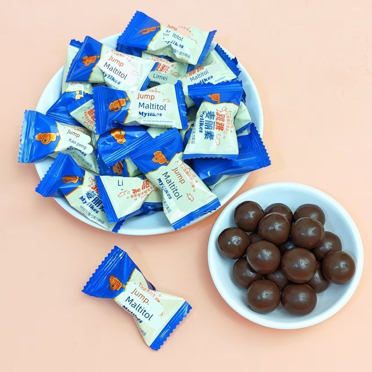 金丝猴麦丽素巧克力原味跳跳散装豆独立包装结婚喜糖脆心休闲零食