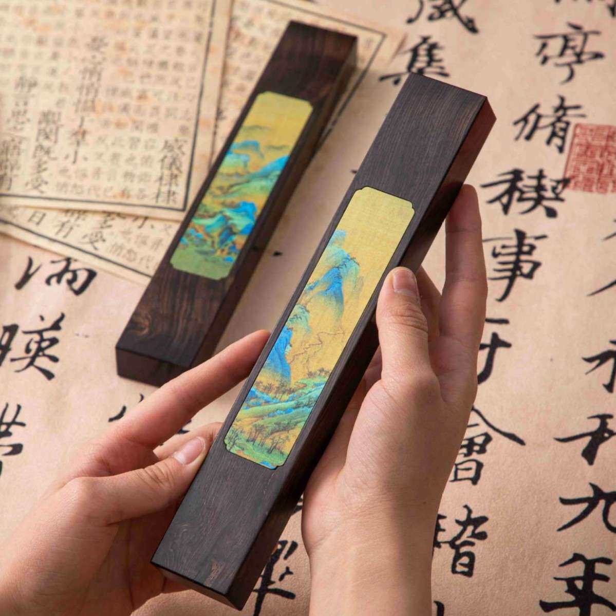 千里江山镇纸力荐文房四宝创意办公文创设计纪念品压书神器纸镇批