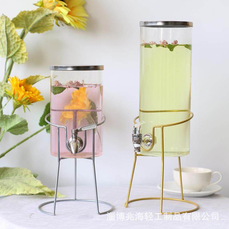 迷你耐热玻璃水壶带龙头家用小容量冷水壶可乐桶柠檬茶饮料果汁罐