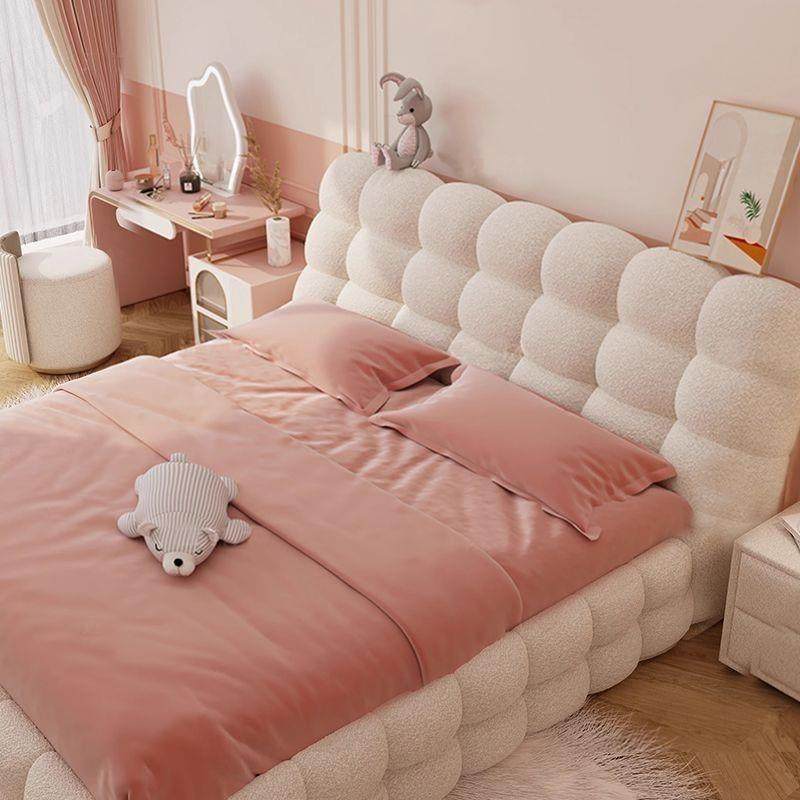 棉花糖轻奢榻榻米布艺奶油风泡芙双人床现代简约2024新款主卧大床