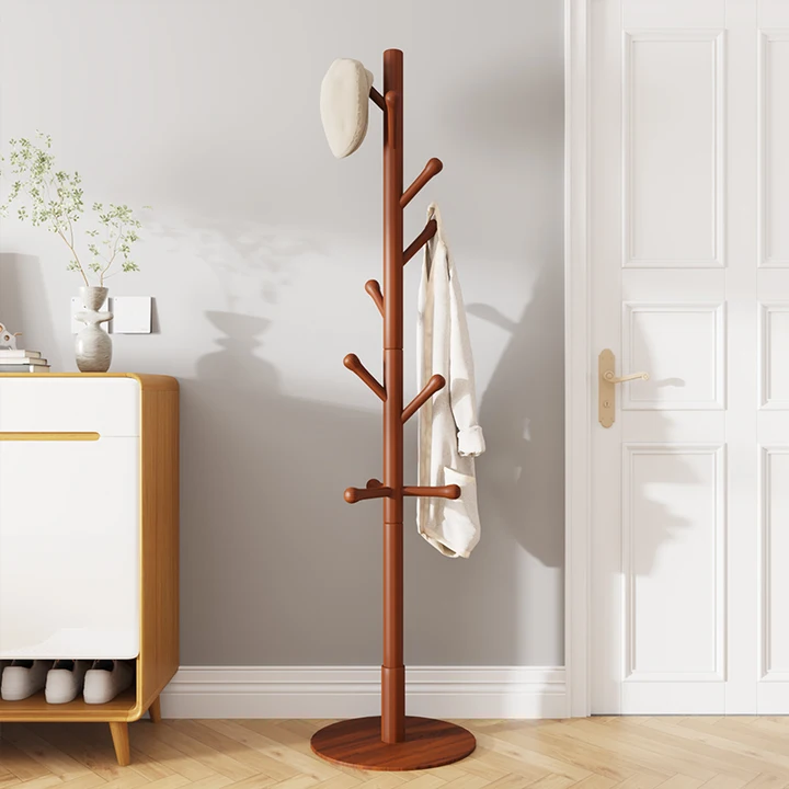 榉木衣帽架家用玄关处木质衣服架