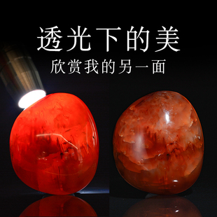 天然水晶原石 红玛瑙 海洋玉髓晶洞手把件矿物原石头奇石观赏摆件