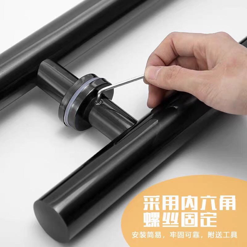 304玻璃门拉手不锈钢黑色本色木门玫瑰金把手包厢门KTV大门圆管