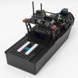 城市海警船两栖巡逻艇拼装模型海岸警卫队快艇军舰消防船拼插积木