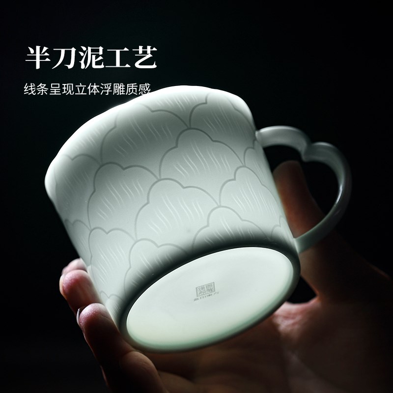 景德镇陶瓷大容量咖啡杯纯色马克杯高级感毕业礼物女士个人专用