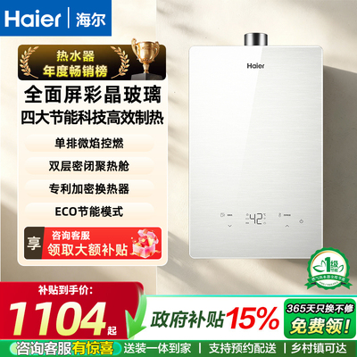 Haier/海尔燃气热水器家用16升一级节能