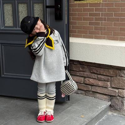 2025冬季新款童装 韩版童装 女童时尚中长款卫衣 加绒刺绣卫衣