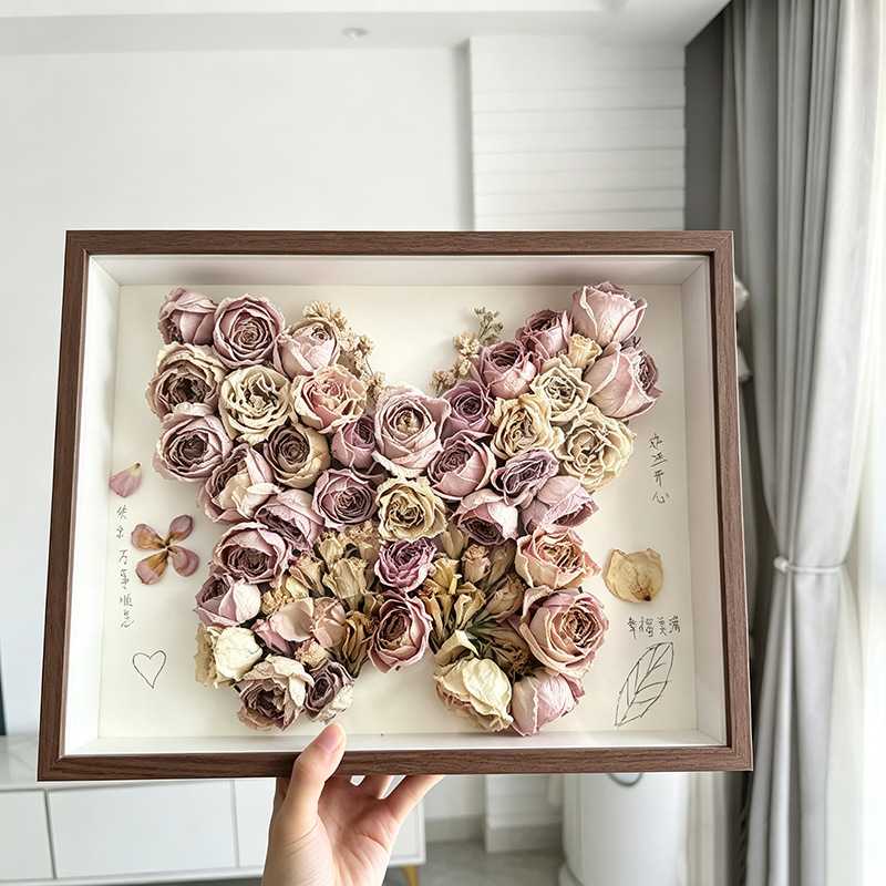 干花木质相框摆台立体手工画框