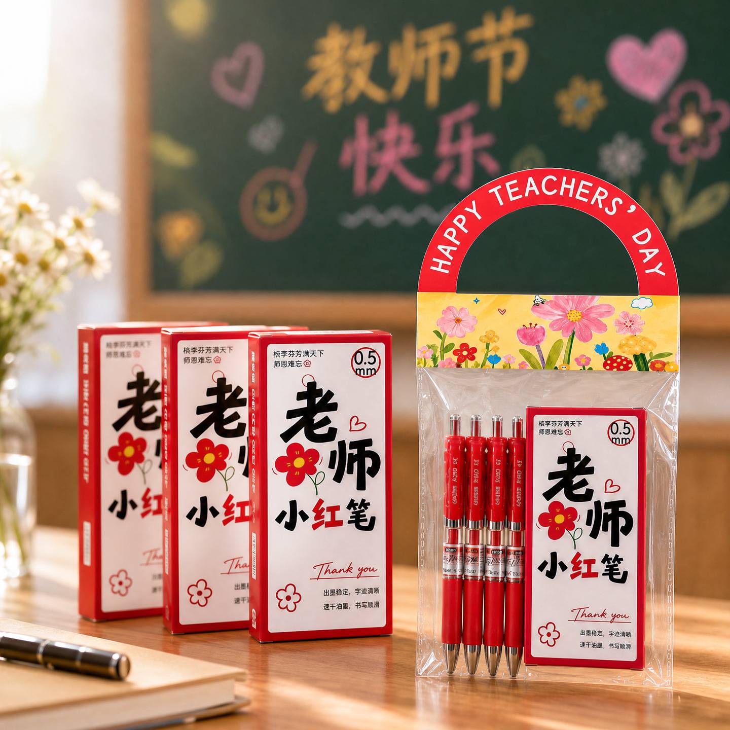红笔礼盒袋教师节实用高级感礼品