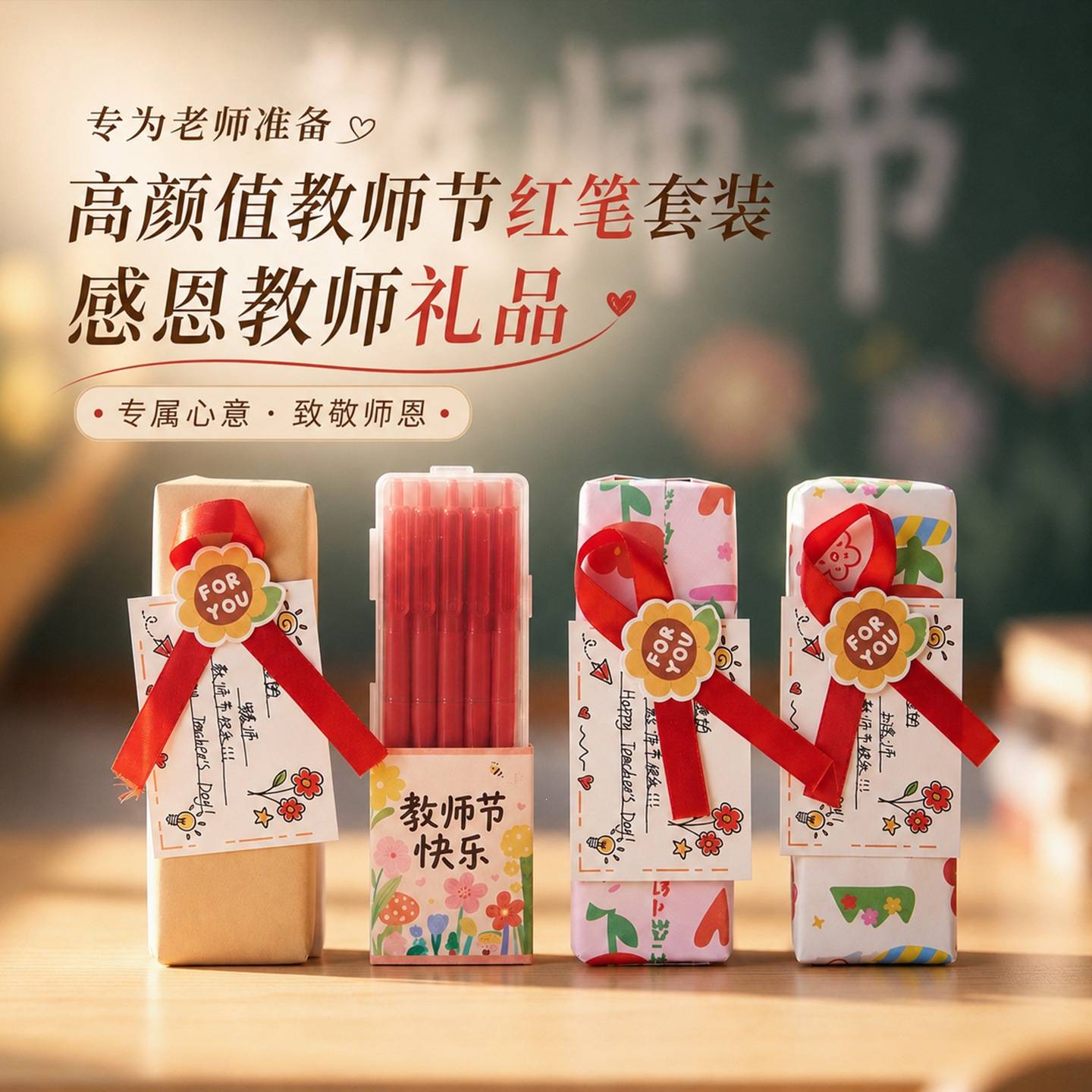 按动红色笔学生送老师实用礼品套