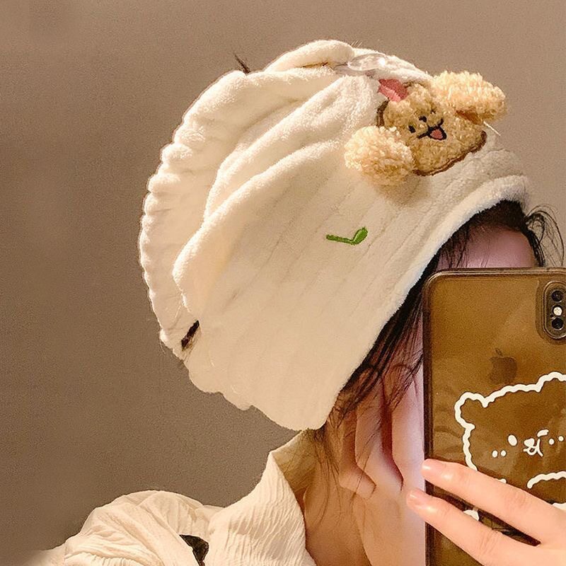 可爱线条小狗干发帽女超强吸水速