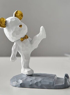 暴力熊手机支架桌面小摆件